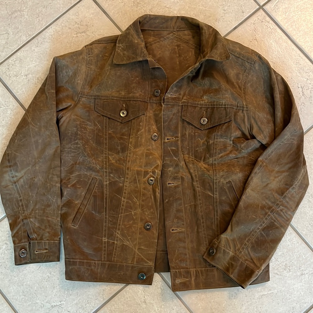 3 sixteen waxed canvas trucker jacket size L